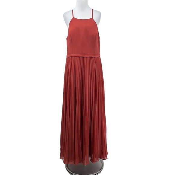 Azazie Dress Womens C‎ Burnt Orange Chiffon A Line Pleated Bridesmaid Gown - Picture 1 of 12